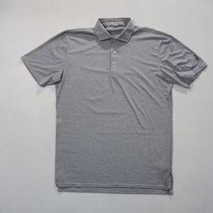 Holderness Bourne Perkins Polo Shirt Mens Medium Gray Stripe Short Sleeve Golf